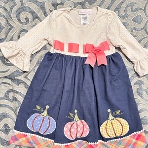 Bonnie Jean Cream and Blue Ruffled Sundress